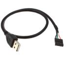 USB 2.0 Header Cable 20In Dupont 5-Pin to USB-A Male